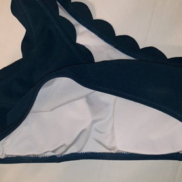 NWT CUPSHE Teal Scalloped Edge One Shoulder Bikini - Picture 14 of 16